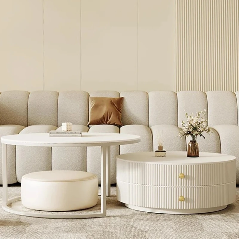 

Storage Drawers Coffee Table Designer Simple Round Nordic Coffee Table Mobile White Mesas De Centro Para Sala Home Furniture