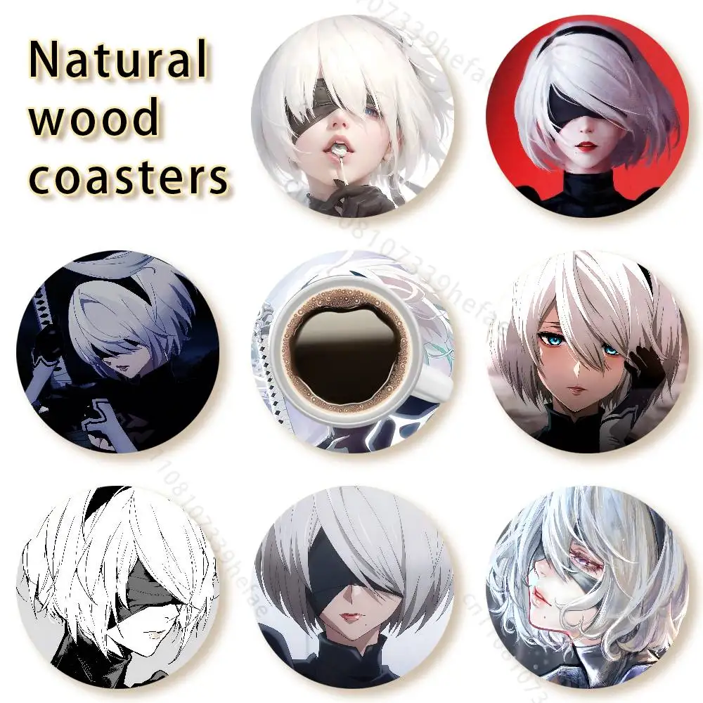 

Y-YoRHa No 2 Type B Wooden Cup Mats Combo Decora Glass Cup Coaster Home Kitchen Decora Gift