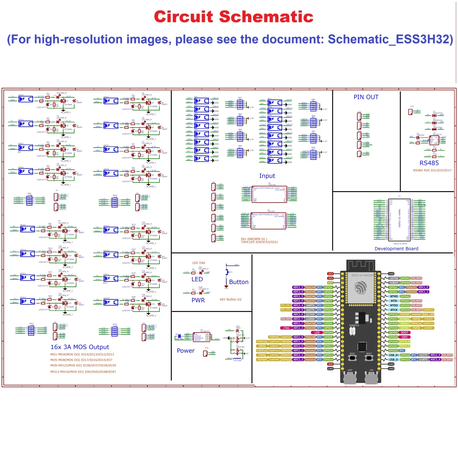ESP32-S3 16DI-16DO SSR PWM Board WiFi/BLE/Eth RS485 Modbus RTU für MQTT IoT LED – Detail 1