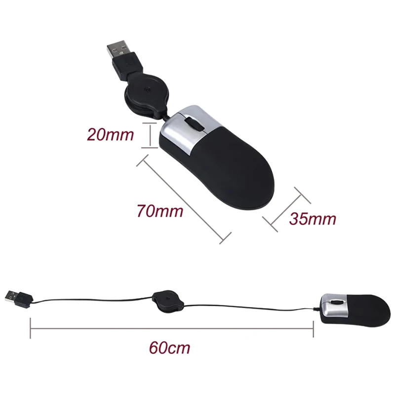 Draagbare Mini Game Muis Intrekbare Usb Optische Scroll Wheel Bedrade Muis Ergonomisch Voor Laptop Notebook Pc Computer Gaming Muizen