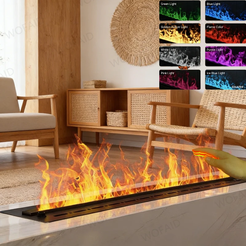 

3D Water Vapor Electric LED Fireplace,7 Colors LED,Remote,Timer,Safety Cut-off,stone Fireplace Accessories,Wall Mount,Home Decor