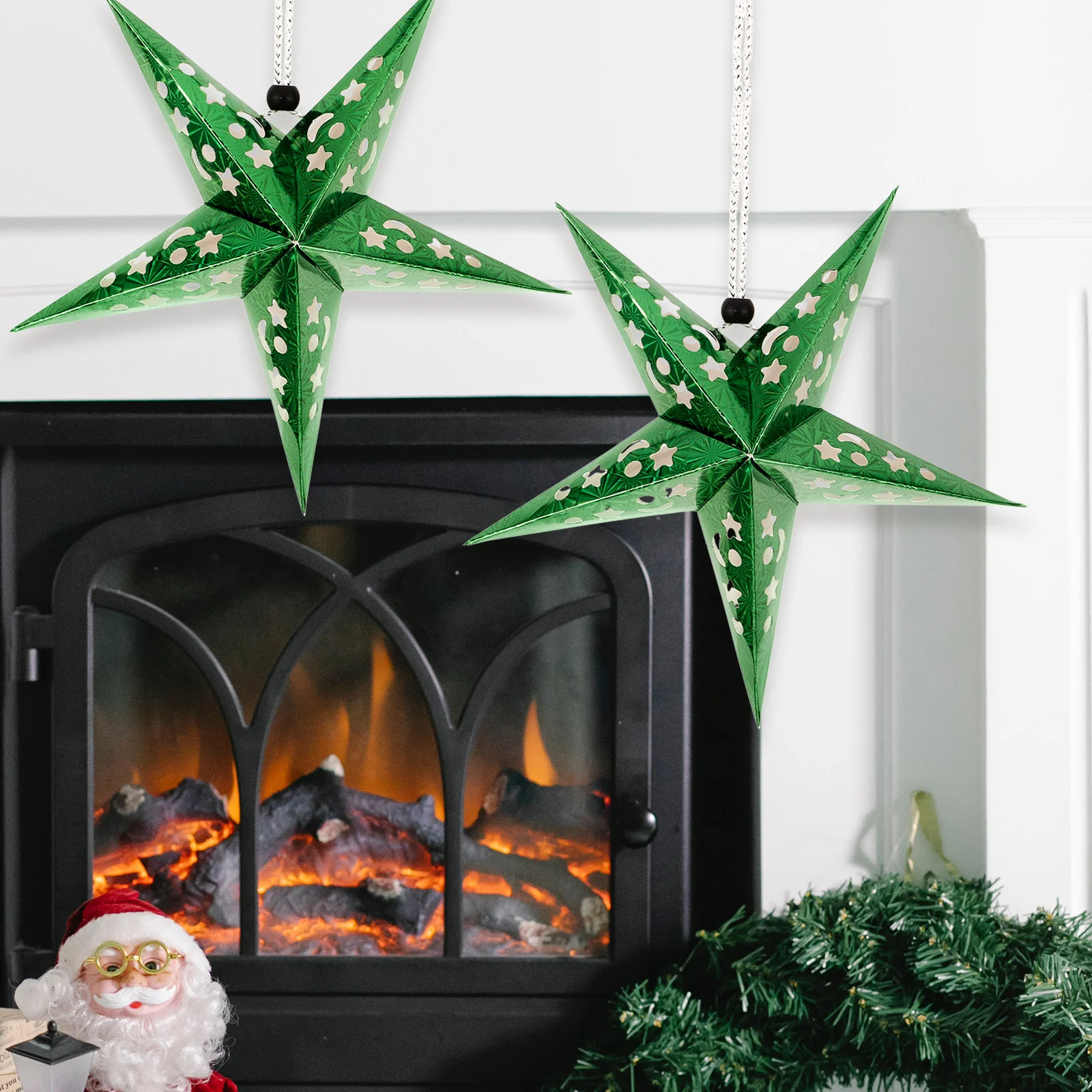 4 conjuntos de luz suspensa de Natal com estrela de cinco pontas, lâmpada pendente, excelente experiência de uso para festivais