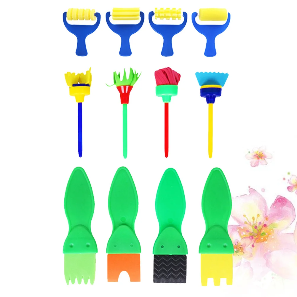 1 set di materiali artistici, pennelli in spugna per pittura fai-da-te, facili da afferrare, migliorano la capacità manuale, legame genitore-figlio