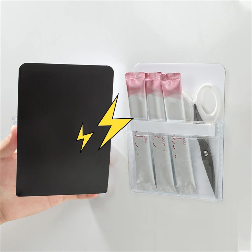 

3PCS Fridge Magnet Storage Holder PVC Refrigerator Side Magnetic Holder Hanging Basket Storage Pocket Kitchen Organizer Shelf