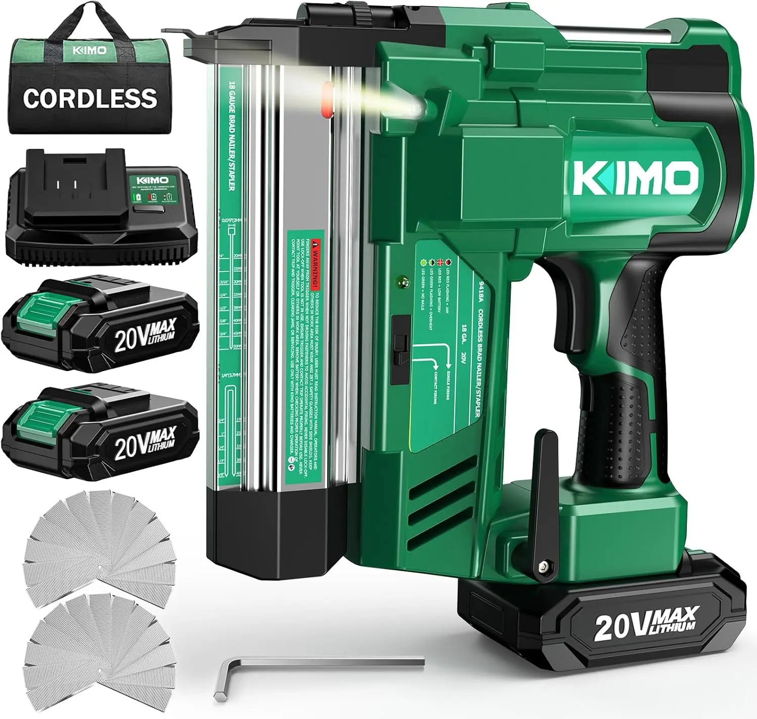 18 Gauge Nail Gun Battery Powered w/ 2 X 2000mAh Battery,1000pcs Nails and Staples, 2 in 1 Cordless Brad Nailer/Electric Stapler