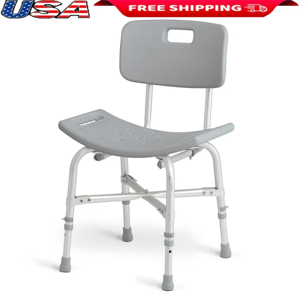 

Bariatric Shower Chair with Backrest Non-Slip Rubber Feet Supports 550 lb Weight Capacity Durable Bathroom Assist Device