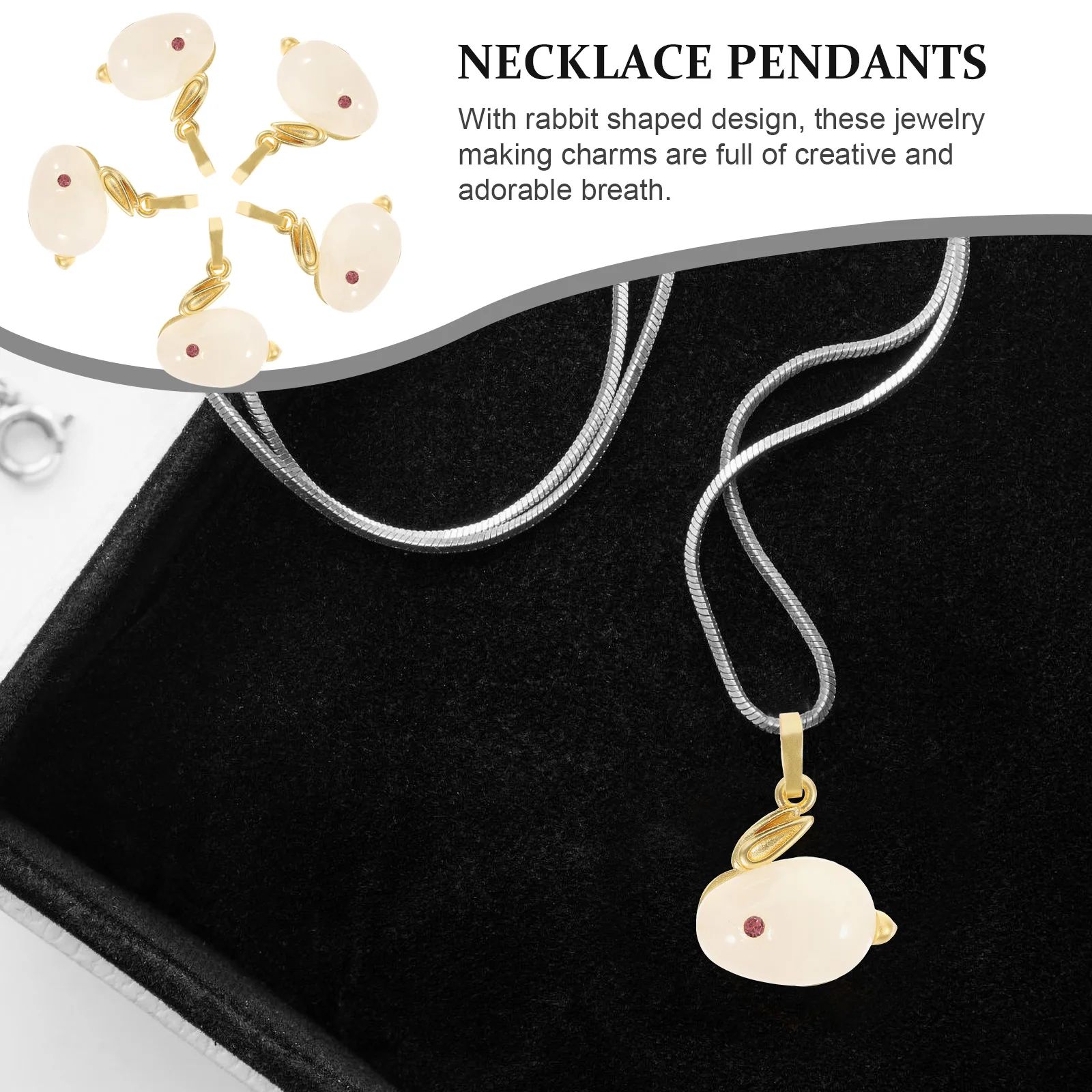 

5pcs Shape Connector Charms Jewelry Making Diy Bracelet Charms Premium Alloy Glass Material Adorable Rabbit Diy Necklace