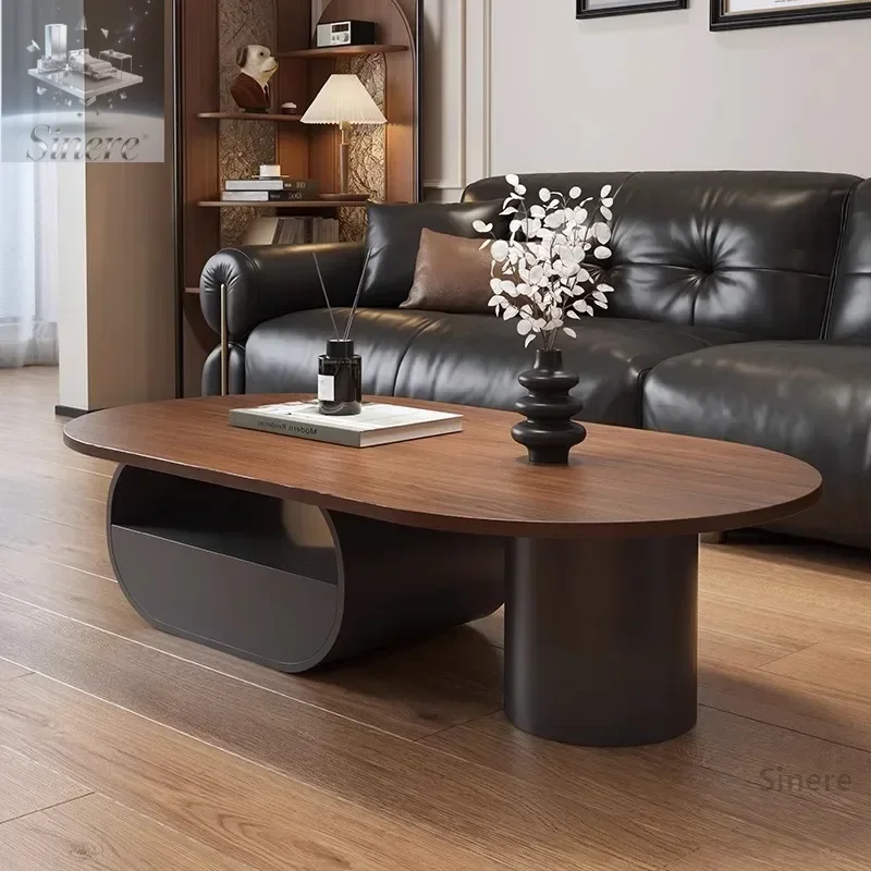 

French antique designer walnut coffee table table light luxury high-end living room household small apartment retro solid wood