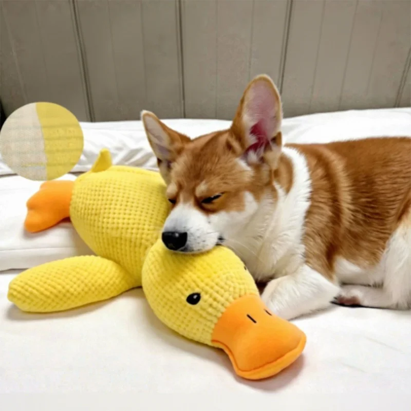 Plush Duck Dog Toy Bite Resistant Squeaky Puppy Teething Toy Soft Stuffed Duck Companion for Sleeping Stress Relief Pet Chew Toy view 5