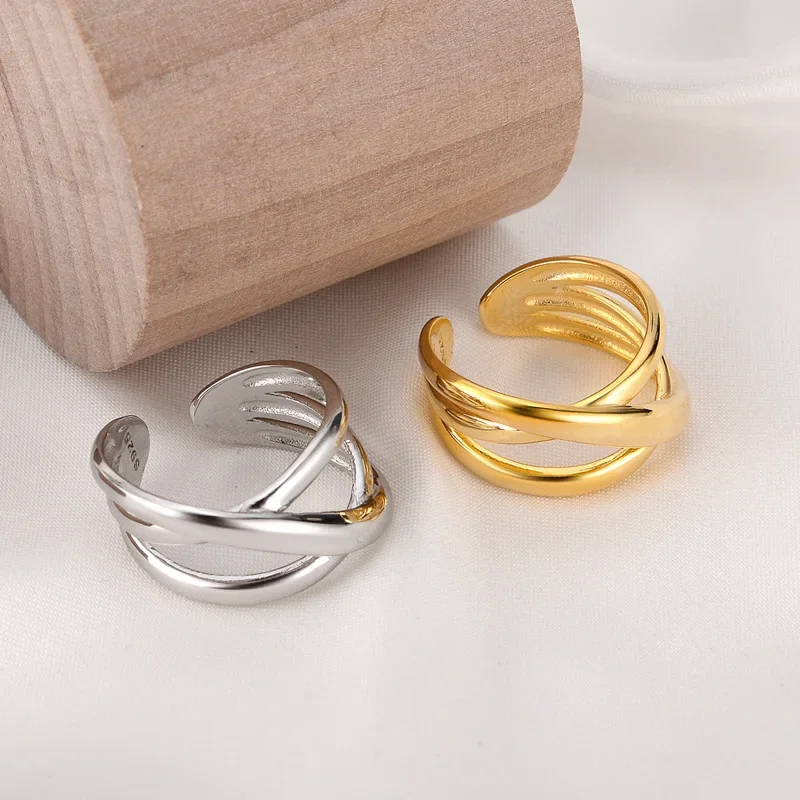 Ables Chic Twisting Strip Solid 925 Sterling Silver Wide Open Ring Irregular Party Rings R1160