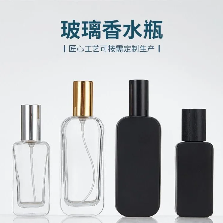 1 pz 30 ml 50 ml Bottiglie Spray di Profumo Piatto Quadrato Vetro Baionetta Spray Atomizzatore Bottiglia di Immagazzinaggio di Profumo Da Viaggio Punti di Imbottigliamento