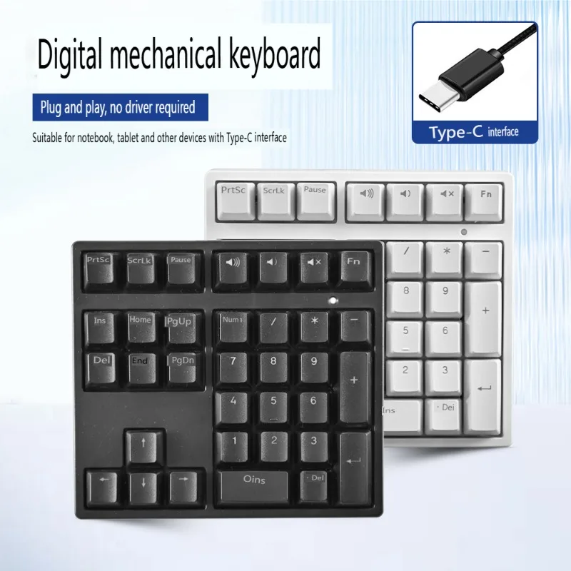 Mechanical Numeric Keypad Number Pad USB C Rechargeable Numpad for IOS Android Windows Digital Mechanical Wired Keyboard