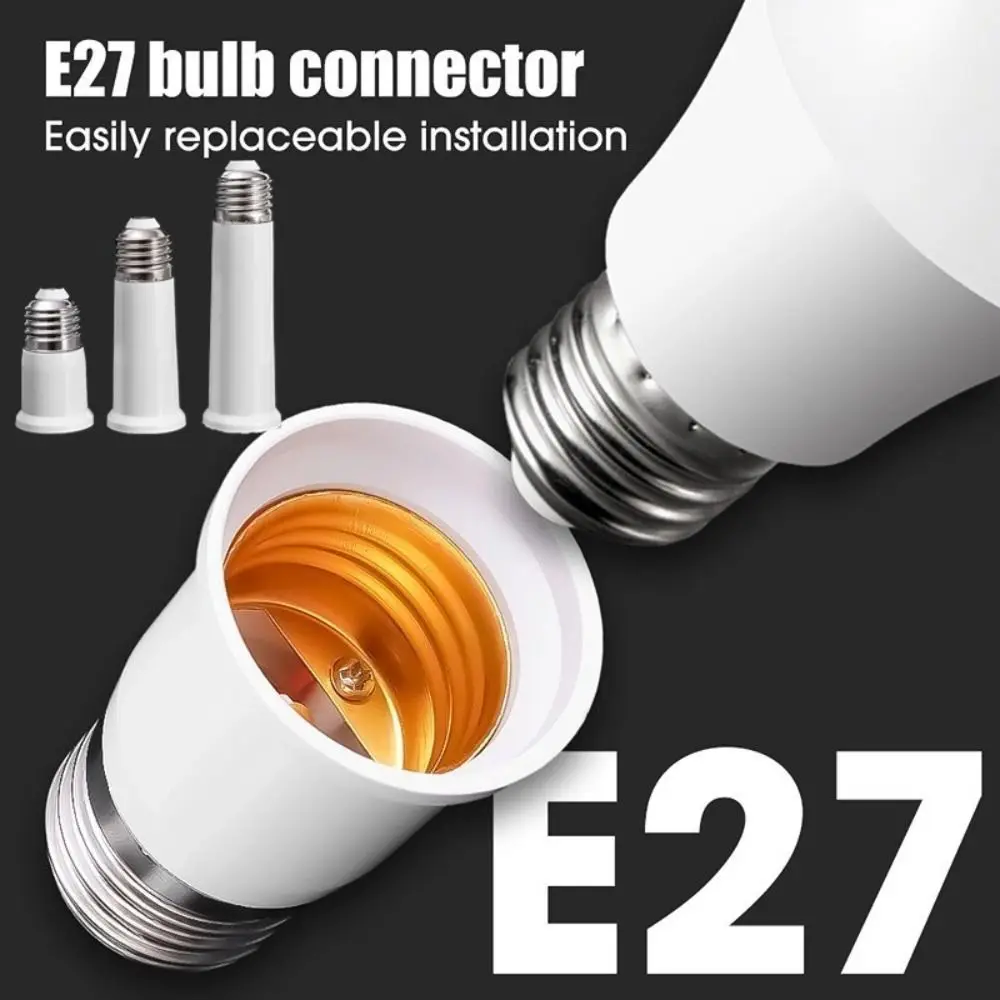 Plastic E27 To E27 Extender Lighting Parts 65mm/95mm/120mm White Converter Holder Extend Extension Socket