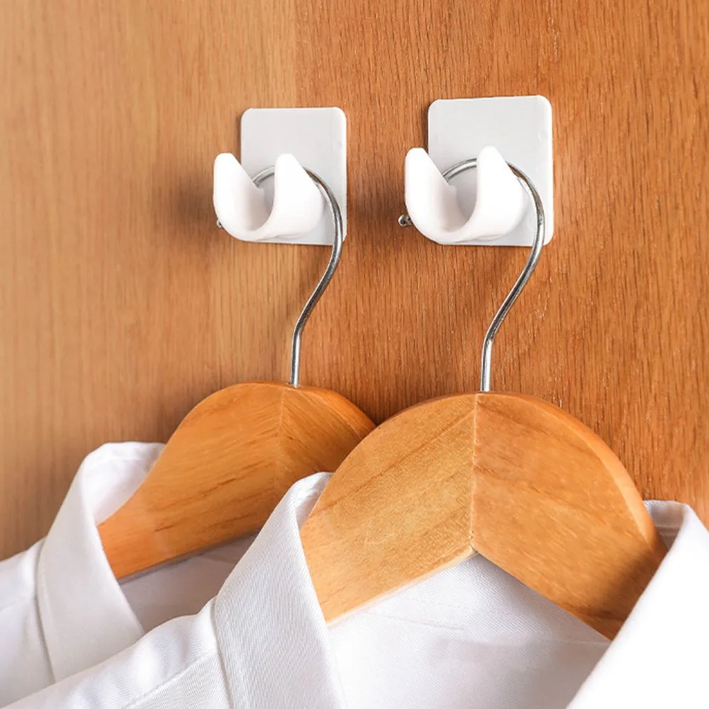 2Pcs Easy Paste ABS Curtain Rod Bracket White 4.2*4.2cm Self Adhesive Curtain Rod Wall Mounted Rod Bracket Bedroom