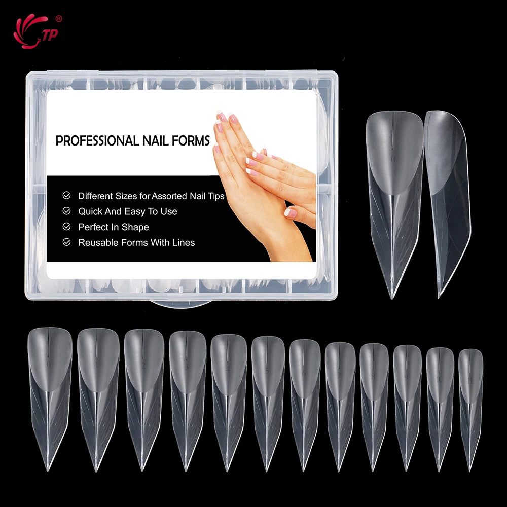 

TP New 120pcs Dual Forms Nails Mold Full Cover Quick Poly Building Gel Mold Nail Art Form Extension False Tips Manicure Mold Top