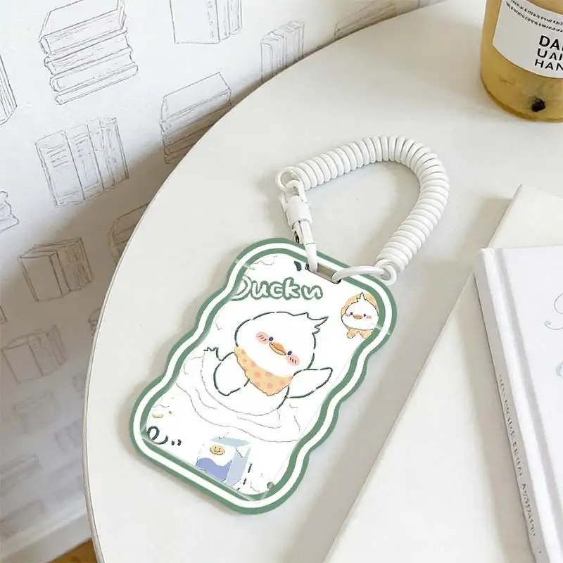 Card Protection Cover for Student Bus/Meal Card Protection Case Stretchable Spring Cord Kpop Photocard Holder Photo Protector