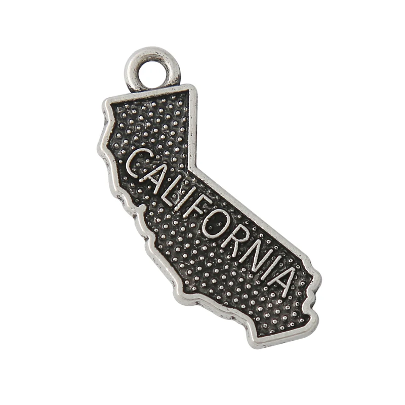 10pcs US State Map Charms Alabama Alaska Arizona California Colorado Delaware Florida Dangling Charms