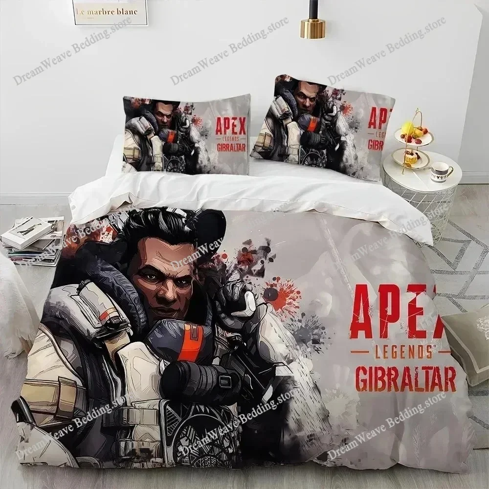 Bedding Decor A-Apex Legends Game Gamer Cartoon Comforter Bedding Set,Polyester Quilt Cover Pillowcase, King Queen Size Duvet Co