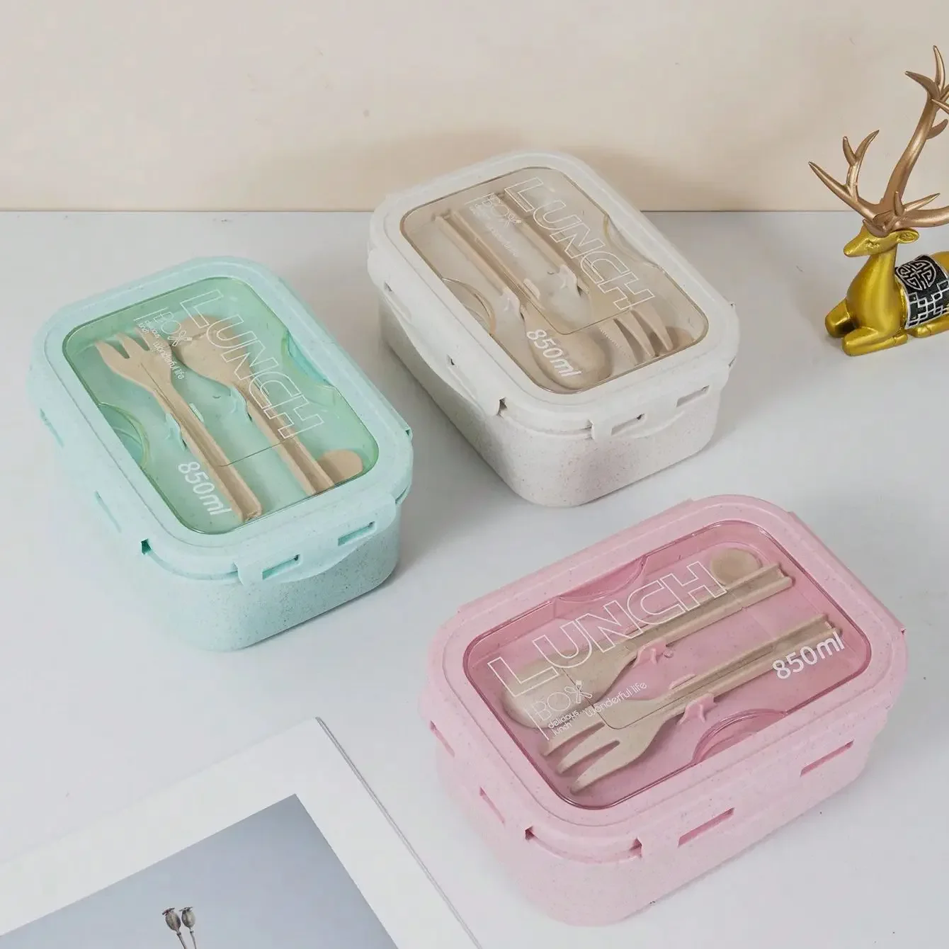 

1pc lunch box, lunch box, office workers day solid color square shaped, sealed with tableware, microwave oven meal box Lunch box