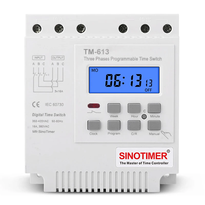 380V 3 Phase Digital 7 Days Programmable Timer Switch Relay Exhaust Water Pump Motor Intelligent Microcomputer Time Controller