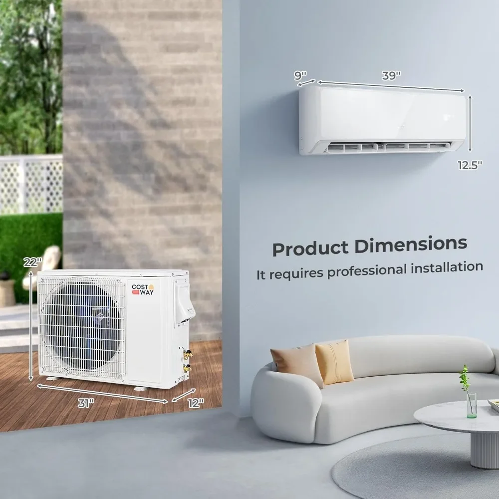 Mini condizionatore d'aria Split abilitato Wifi da 18000 BTU, 21 unità AC Inverter SEER2 208-230V raffredda fino a 1250 mq. Ft., Efficienza energetica