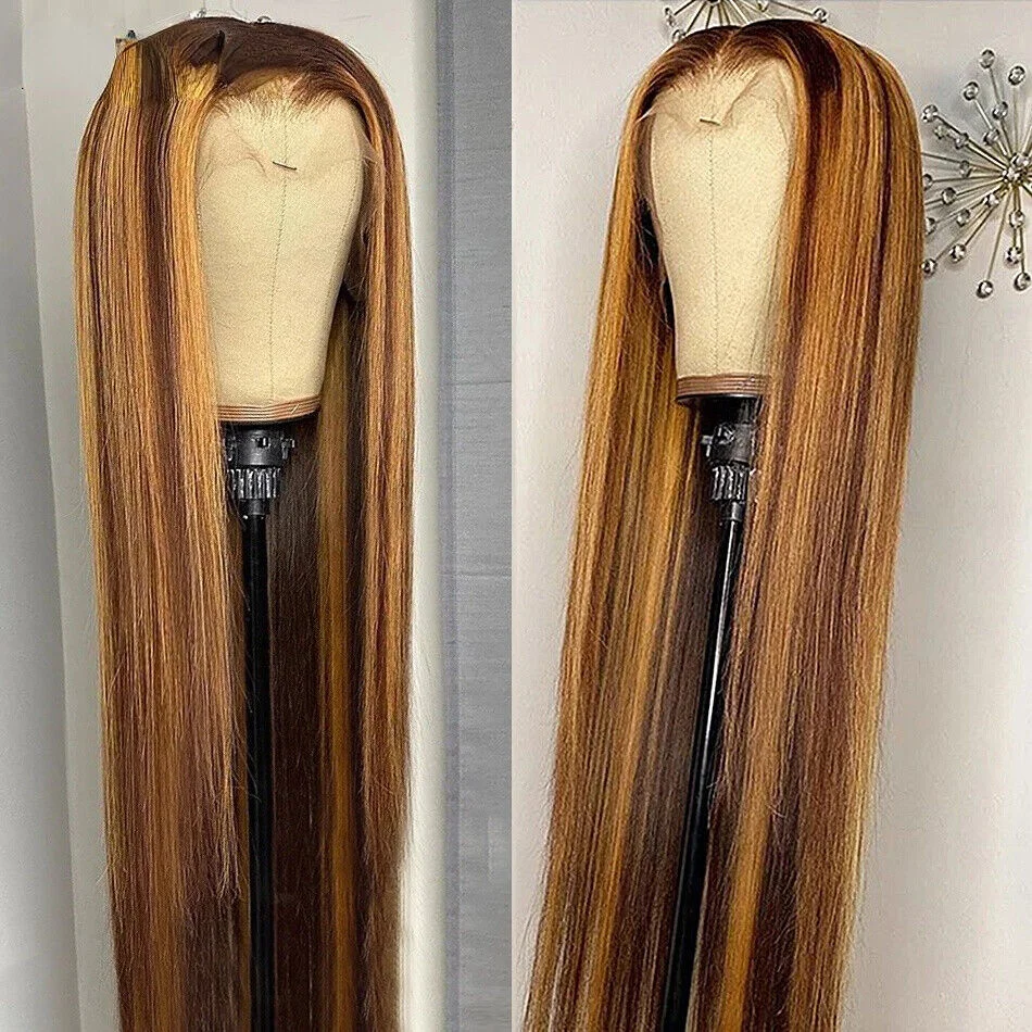 Destaque em linha reta 13x4 13x6 frente do laço perucas de cabelo humano para as mulheres pré arrancadas loira colorido peruca frontal do laço brasileiro remy