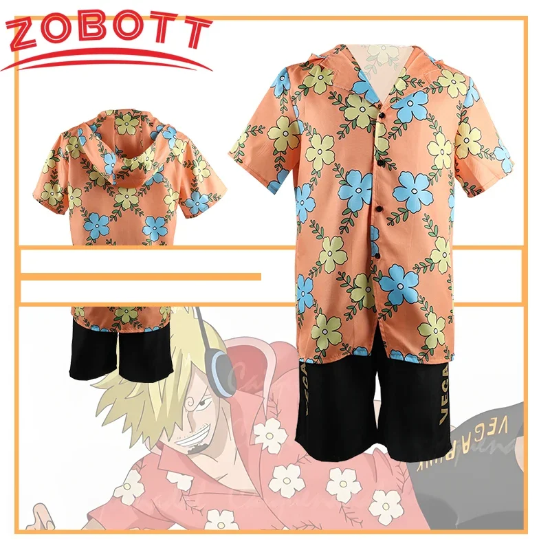 Sanji Cosplay Costume Anime One Cos Piece Egghead Island Disguise Fantasy Tops Pants Outfit Men Male Halloween Roleplay Suit