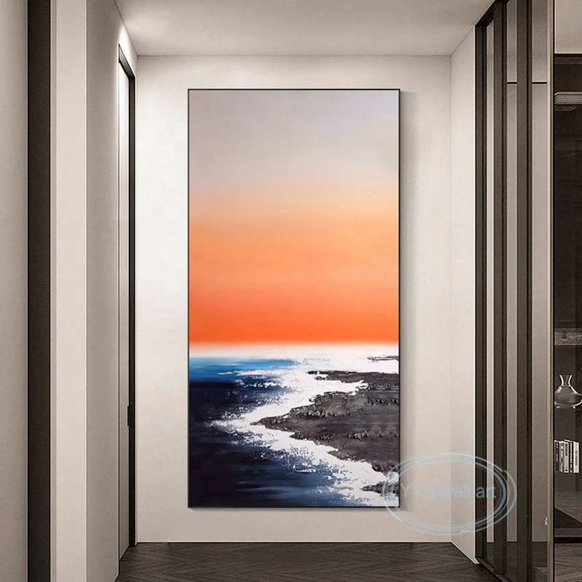 High Quality Canvas Art Oil Painting Modern Abstract Handmade Seascape Wall Decoration Mural Parlor Vestibule Hotel Custom Image