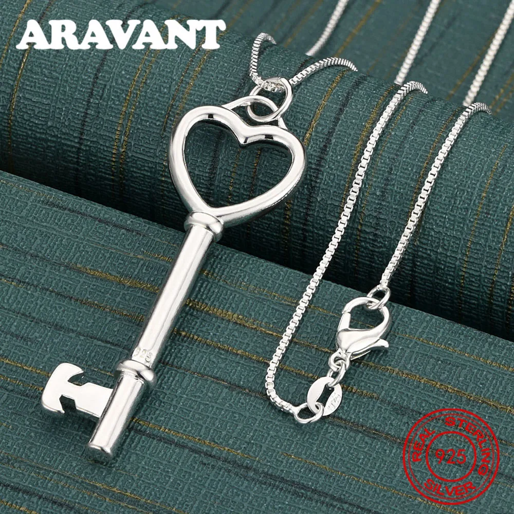 

Aravant 925 Sterling Silver Heart Key Pendant Necklace Women'S Small Fresh Design Women'S Engagement Jewelry