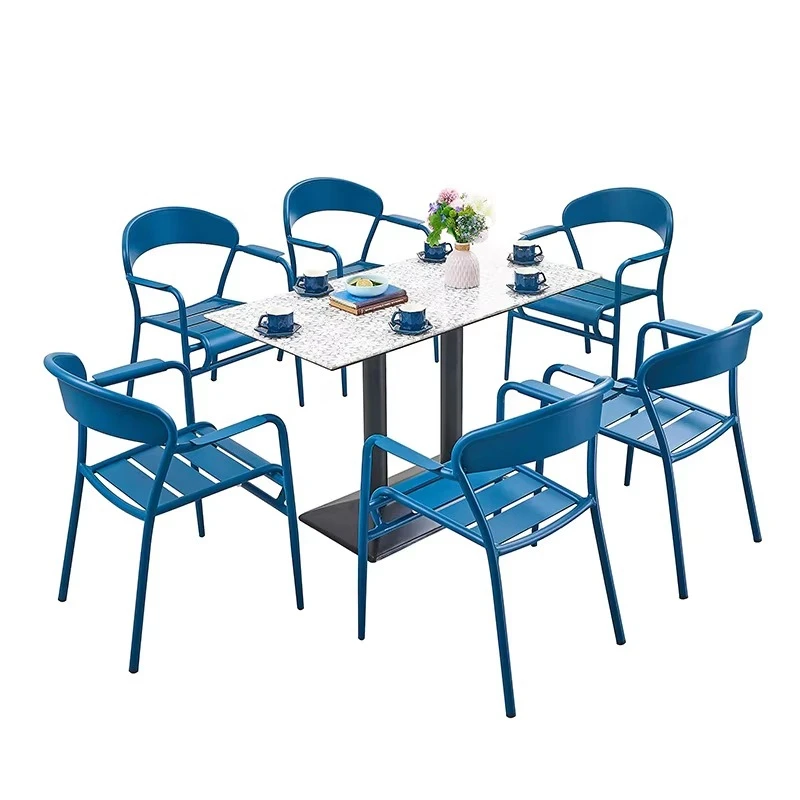 Modern aluminum outdoor coffee table - easy to clean, waterproof, suitable for patios, backyards