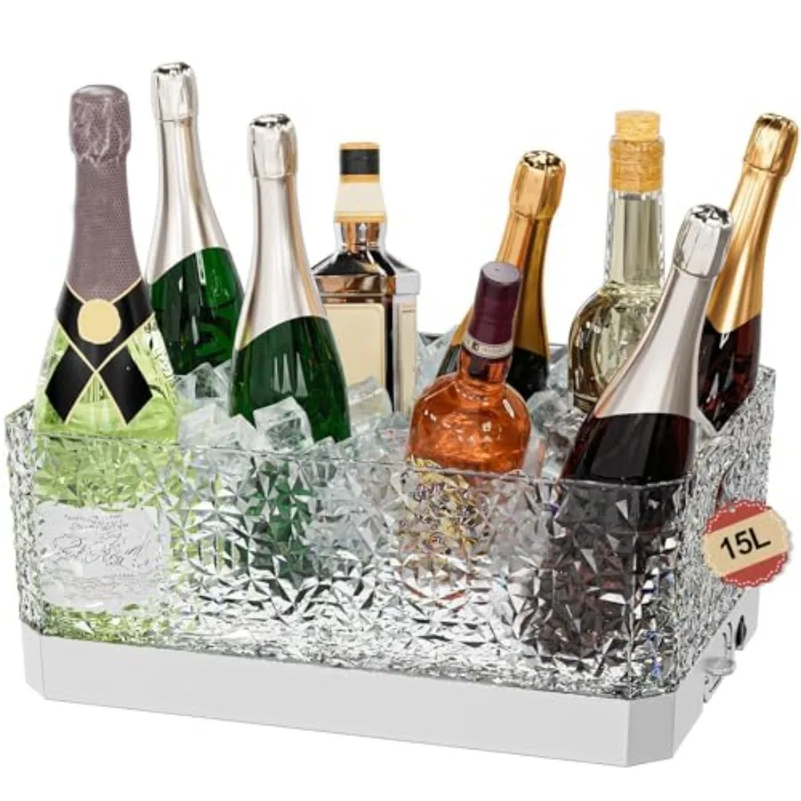 

Plac Ice et for Parties 5Liter/ 4 Gallon BiLarge Clear Beverage Tub for Champagne Beer Drink Wine Coils Bar HonPar LED Light U