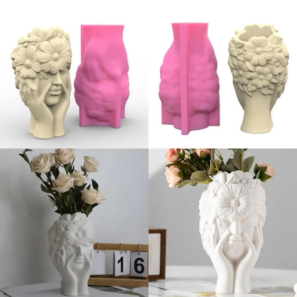 

X4YA Beauty Flowerpot Silicone Molds Pen Holder Epoxy Resin Molds Unique Vase Mould
