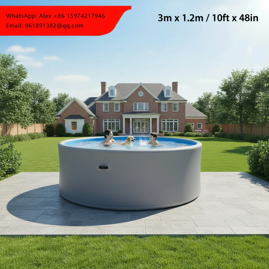 

Premium Double Wall Fabric Drop Stitch Inflatable Pool 300x120cm Portable Deep Water Pool For Pet Training And Family Leisure