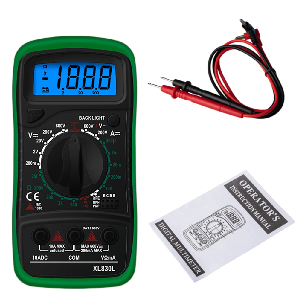 Handheld Digital Multimeter LCD Backlight Portable AC/DC Ammeter Voltmeter Ohm Voltage Tester Meter Multimetro