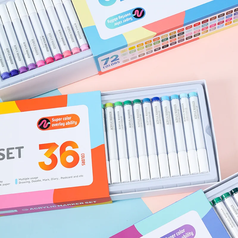 

Mr. Paper Mark Pen Gift Box Set Acrylic 36/54/72 Colors Painting Mark Pen Art Students Handbook Ledger Gifts Set Fast Shipping
