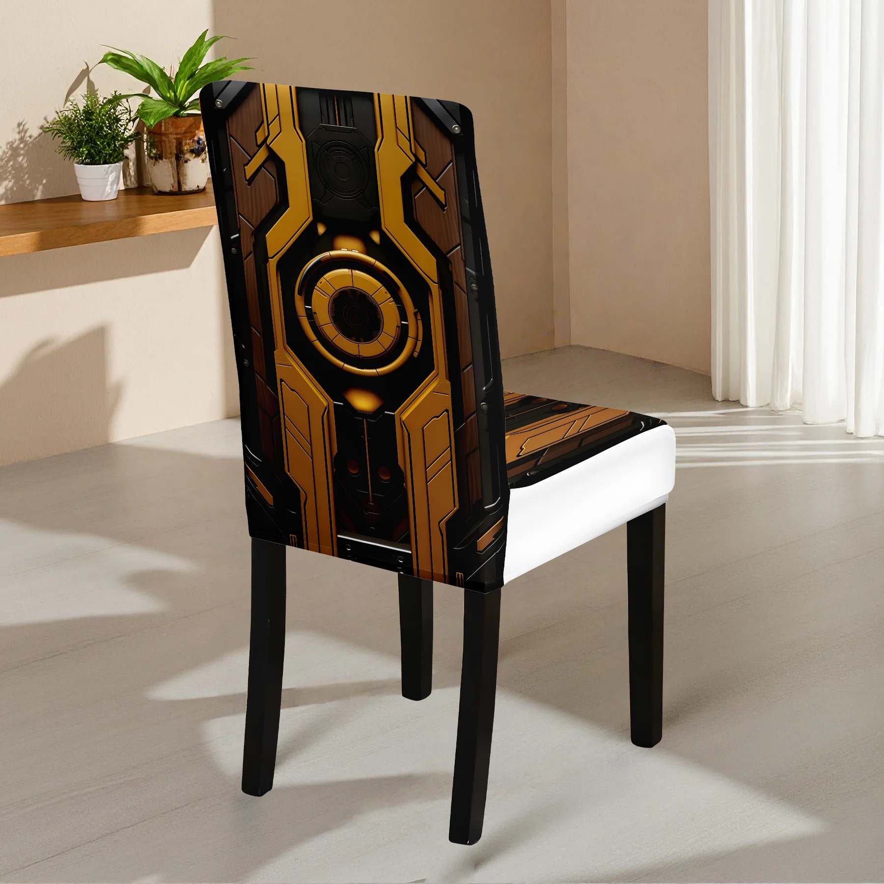 2026 New Futuristic Tech Pattern Elastic Chair Cover, Washable Non - Fading, All - inclusive Stretch Dining