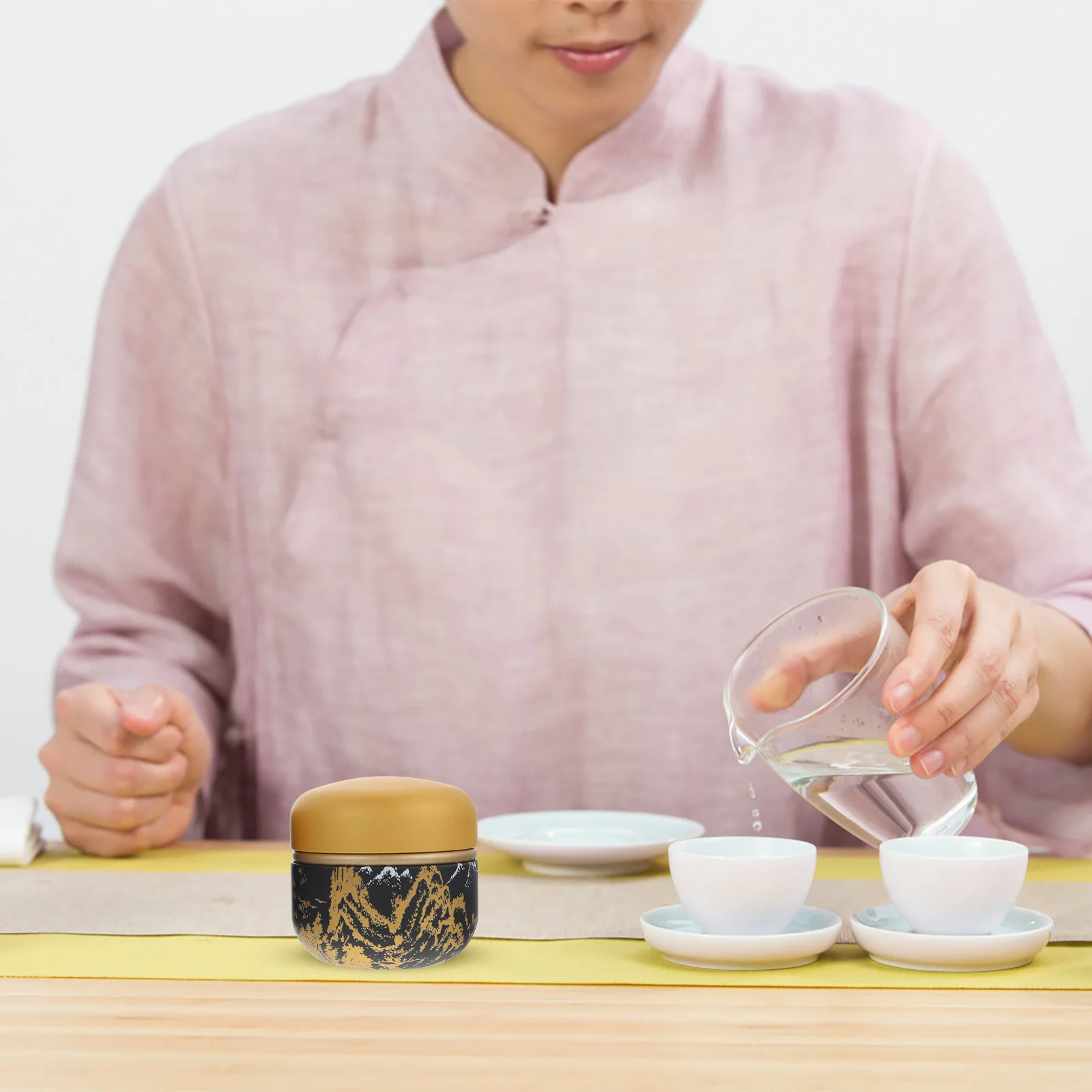 

2 Pcs Iron Tea Jar Dustproof Storage Can Decorative Home Kitchen ganizer Round Compact Japanese Style Matcha Container for Candy