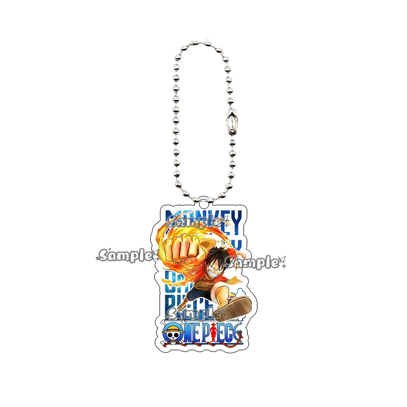 Anime Acrylic Keychain Monkey D Luffy Portgas D Ace Trafalgar Law Roronoa Zoro Classic Bag Pendant Beaded Key Chain Rings Charm view 6