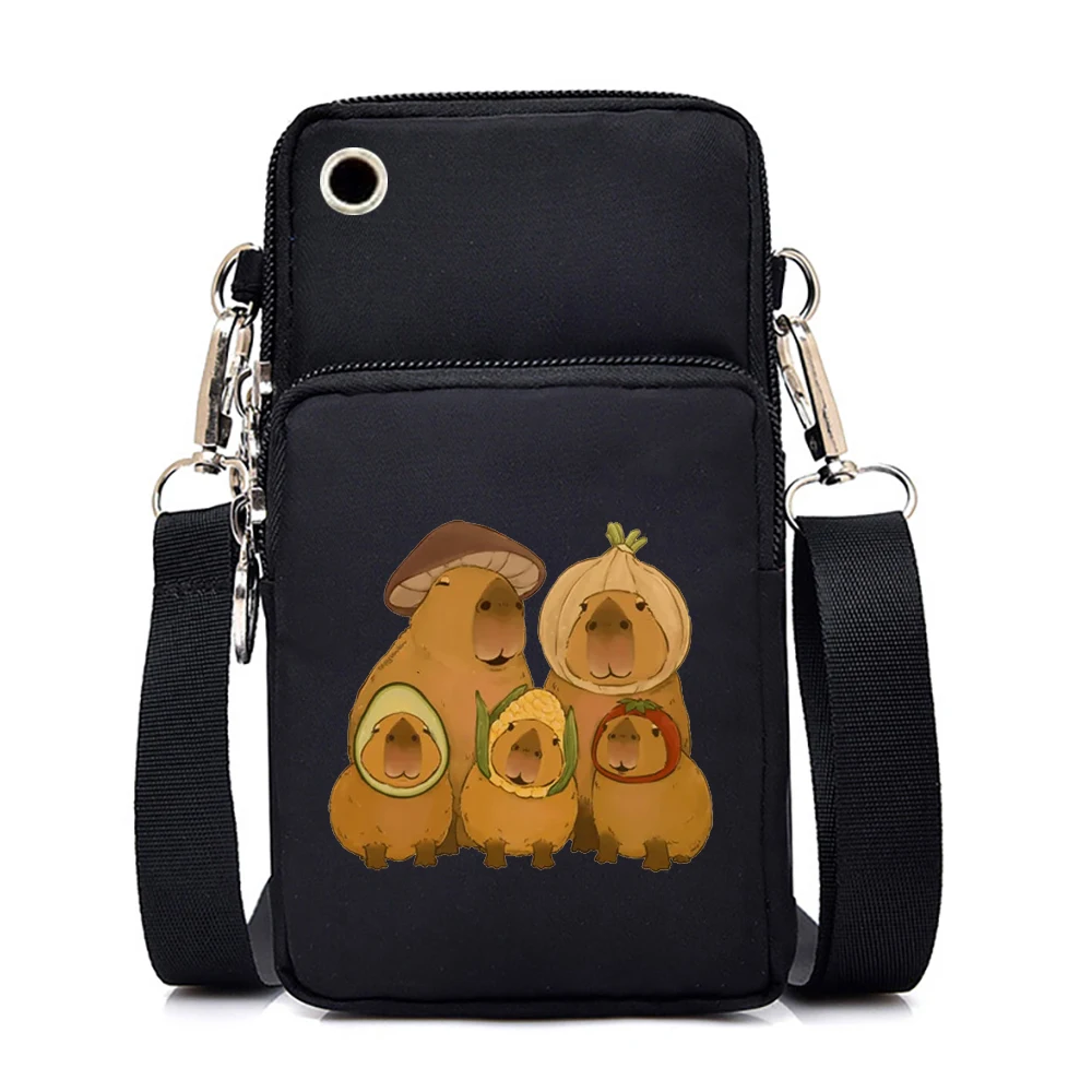 Nylonowa damska mała torba na ramię Cartoon Capybara torba na telefon komórkowy modna torebka portmonetka unisex Mini Capybara torba Crossbody