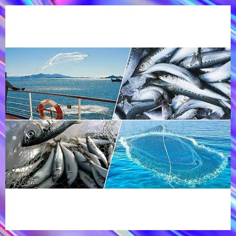 高品質海水釣り投網、餌トラップ魚用、半径4-5-6フィート、頑丈な亜鉛シンカーウェイト付き投網