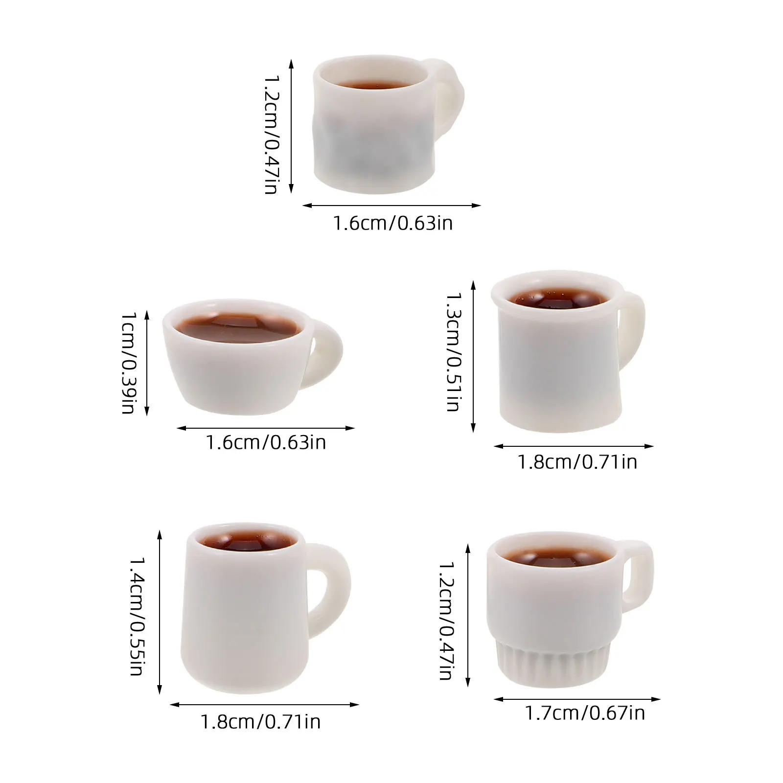 50 Uds Mini juego de tazas de café de resina casa de muñecas en miniatura accesorios de cocina pequeños adornos de bebidas DIY llavero pendiente encantos