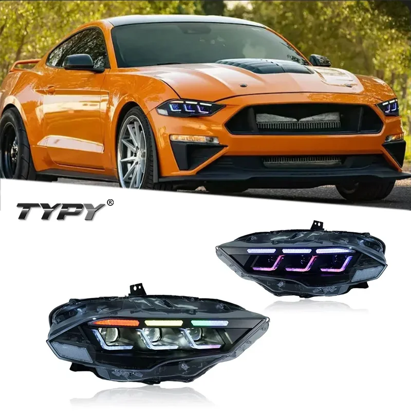 

TYPY Car Lights For Ford Mustang RGB Headlight LED Projetor head Lamp Daytime Running Light Automotive Accessories 2018-2022