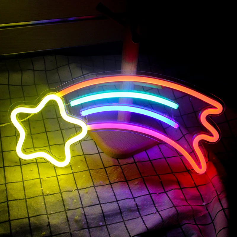 Kleurrijke Cartoon Rainbow Cloud Vormige Neon Muur Opknoping Art Room Decoratie Slaapkamer Party Winkel Kerst Verjaardag Club Geschenken