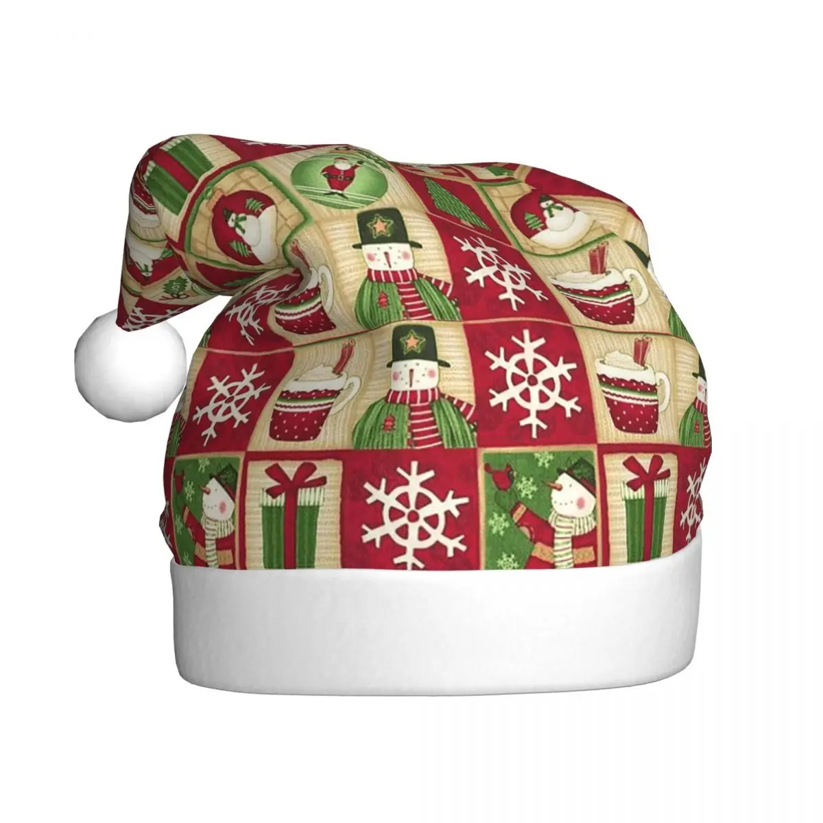 New Year Merry Christmas Cute Cartoon Christmas Hat for Adult Men Women Snowman Santa Snowflake Santa Hat Cap Supplies Gift