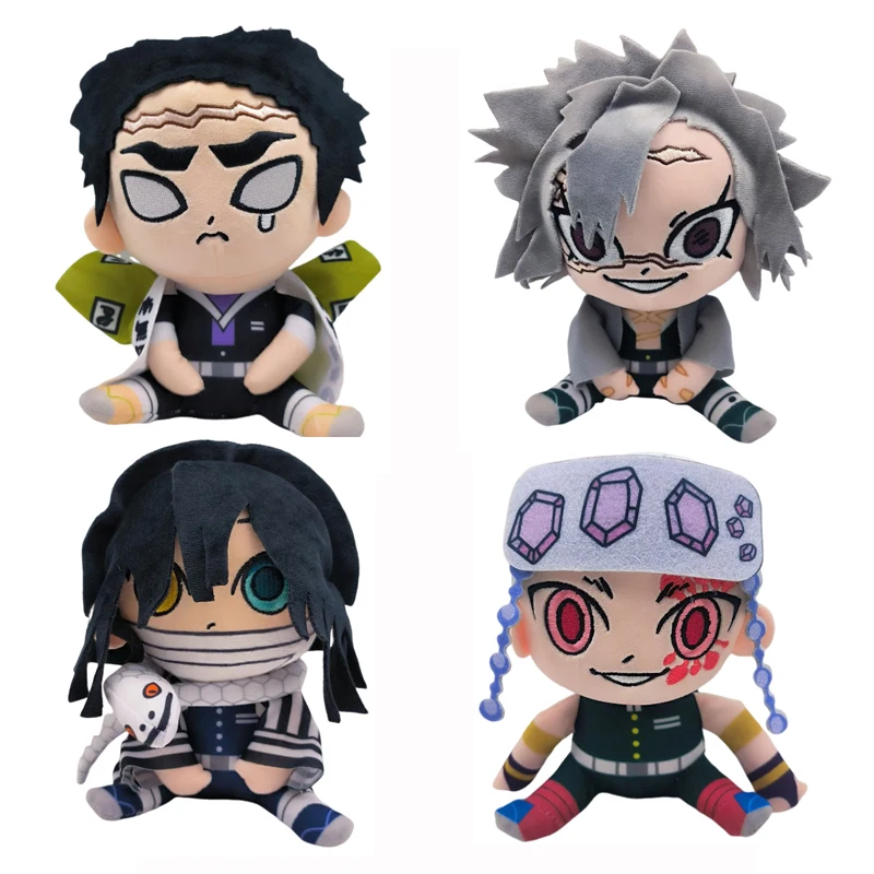 20CM Anime Demon Slayer Plush Toys Cartoon Figure Kyoumei Iguro Obanai Sanemi Uzui Tengen Doll Stuffed Plush Toys Halloween Gift