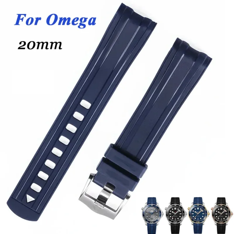 20mm Rubber Strap for OMEGA for Seamaster 300 Watchband Silicone Curved End Bracelet Women Men Band Waterproof Watch Accessories