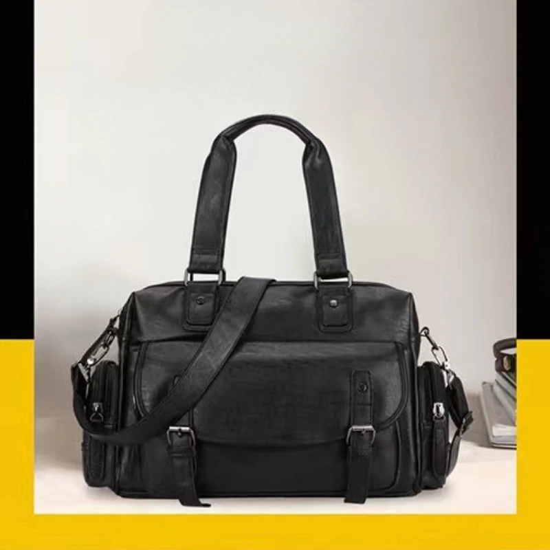 High Quality Simple Business Shoulder and Crossbody Bags Zipper PU Large Capacity Travel Bags for Men 2024 Fashion New Style