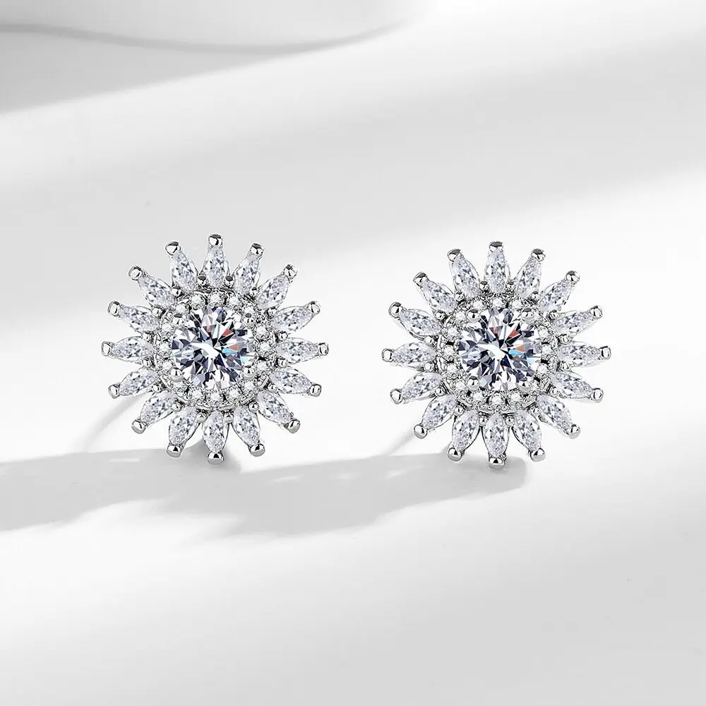 

Серьги из стерлингового серебра 925 пробы, серьги с подсолнухами и бриллиантами, женские модные простые серьги, ювелирные изделия в подарок на день рождения, свадьбу, годовщину