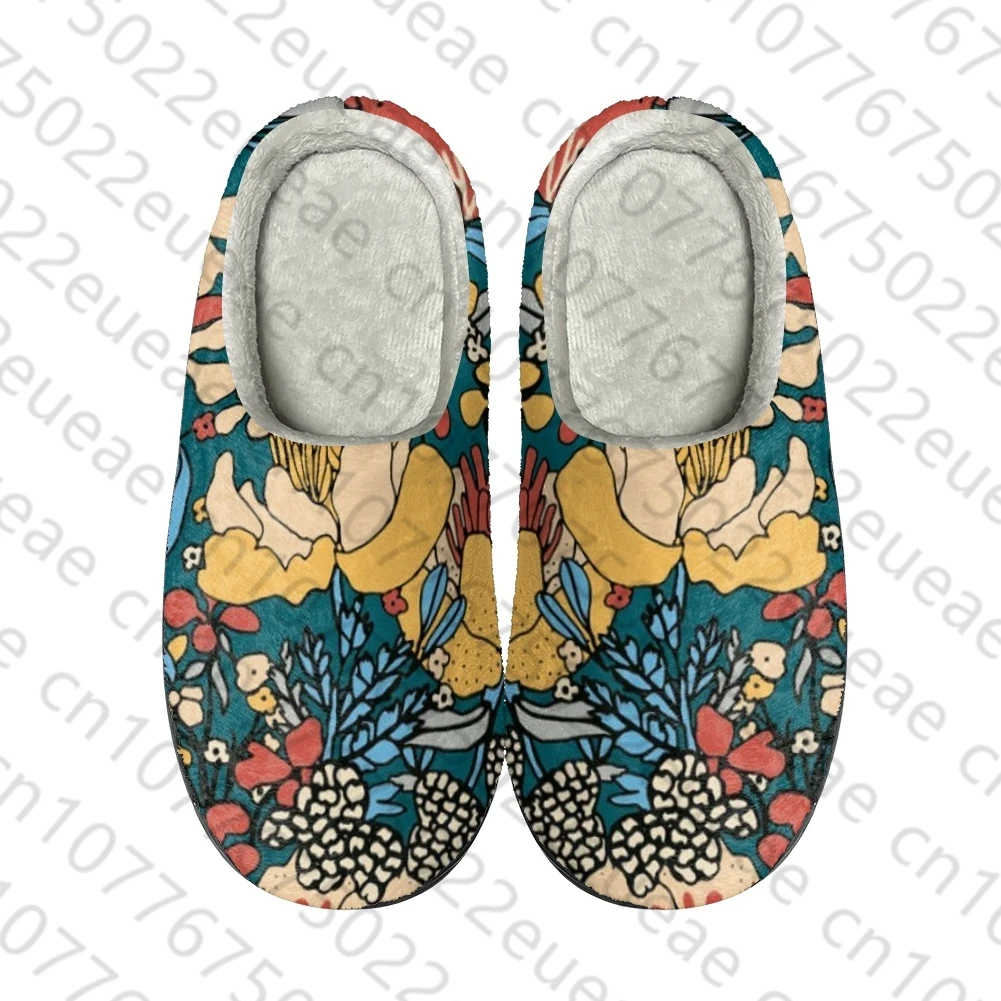 The beautiful plant flowers printing Home Cotton Custom Slippers Mens Womens Sandals Plush Casual Keep Warm Shoes Thermal Slippe