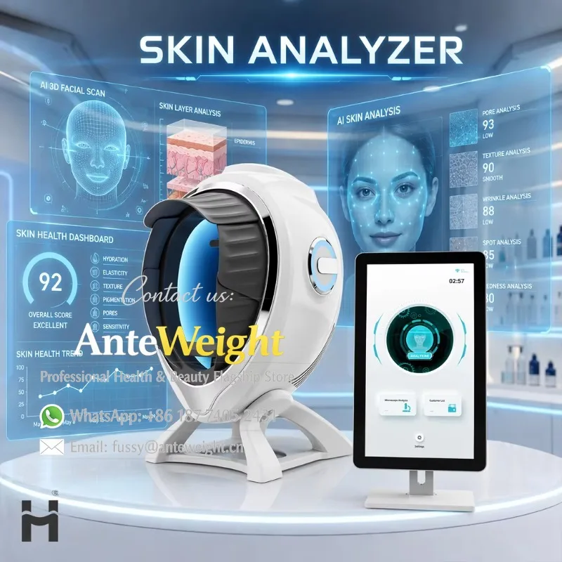 Multi Language 3D Face Skin Analyzer Machine Smart Analysis Commercial Salon Use EU IT Plug Compatible Industrial Grade ABS